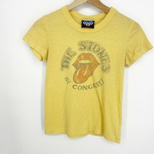 Junk Food Youth Yellow Solid The Stones Short Sleeves Crew Neck Top Size Medium